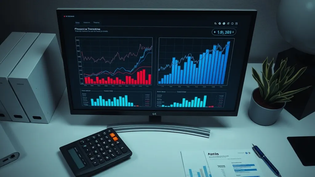 Professional financial charts on a dark screen with a calcul