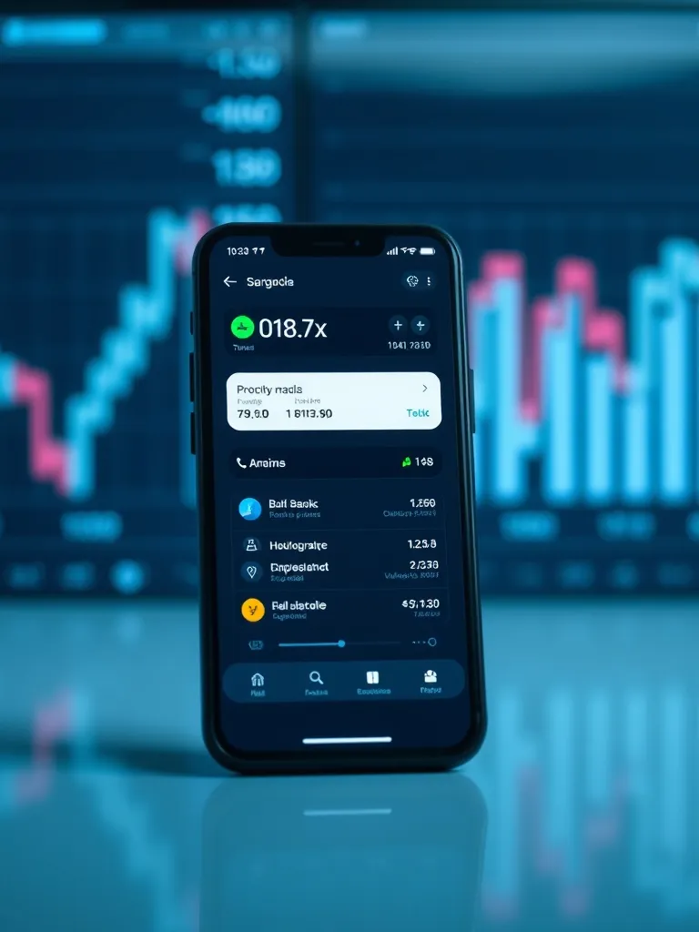 Modern digital banking interface on a smartphone, clean mini